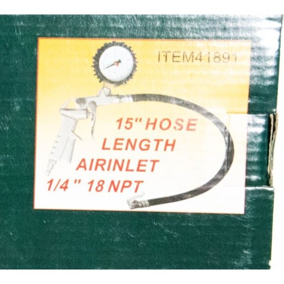 Air Inflator With Gauge 15" Hose - Cast Aluminum & Rubber Bead Blast Finish 140 - Picture 3 of 6